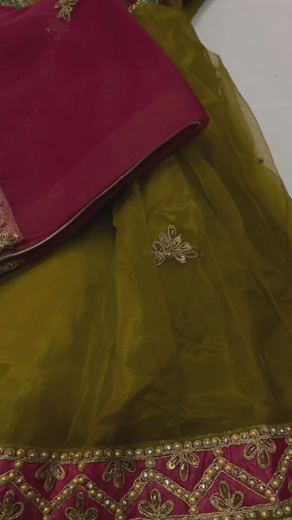 Zarbahar (MEHNDI GREEN WITH PINK)