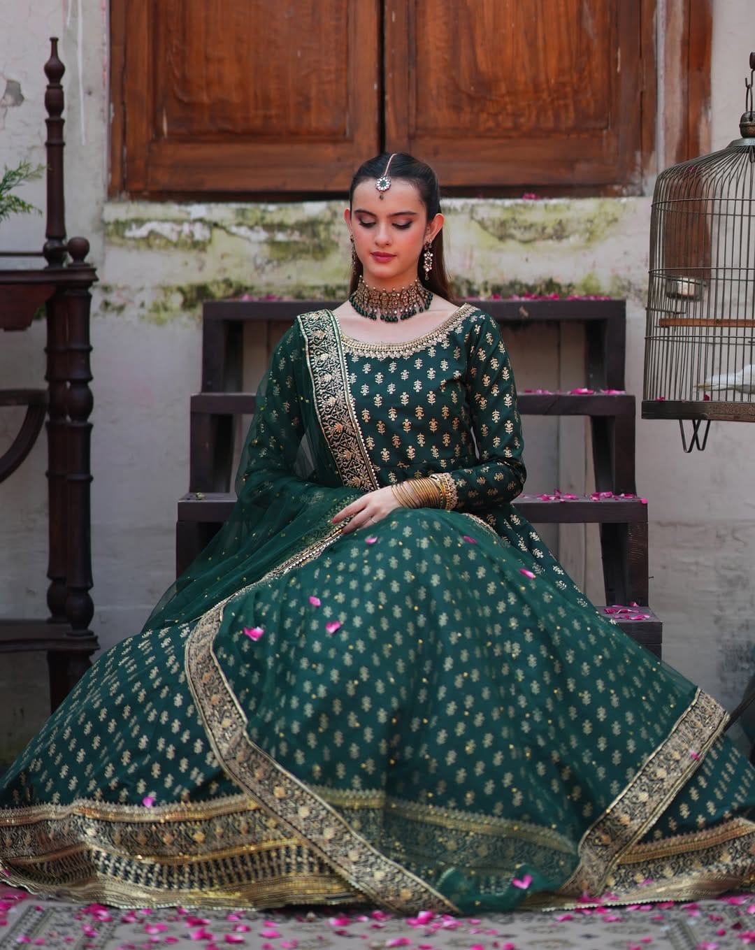 Wisteria 2 Pc Maxi and dupatta (GREEN)