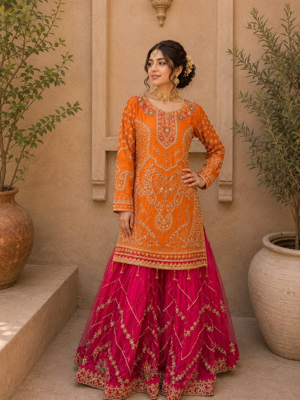 SAFFRON (orange with hot pink)