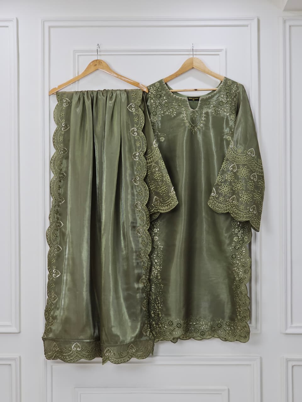 Azalea 2 Pc shirt and dupatta (MEHNDI GREEN)