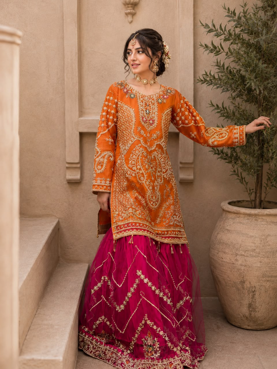SAFFRON (orange with hot pink)