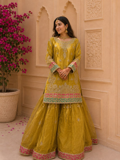 Zarbahar (MEHNDI GREEN WITH PINK)