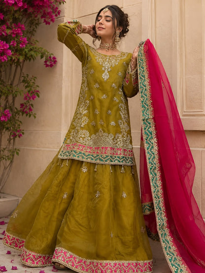 Zarbahar (MEHNDI GREEN WITH PINK)