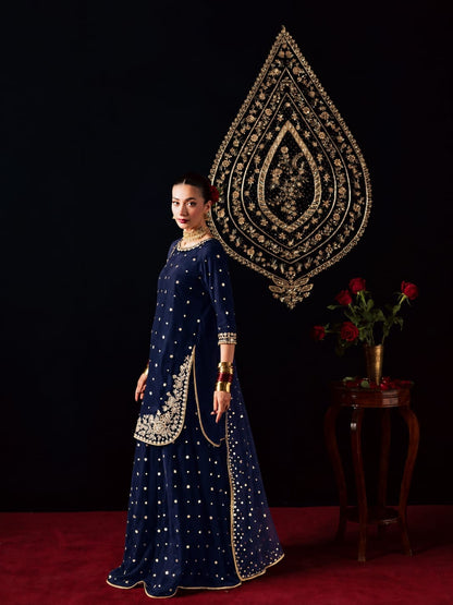 Micro velvet 3 pc dress (BLUE)
